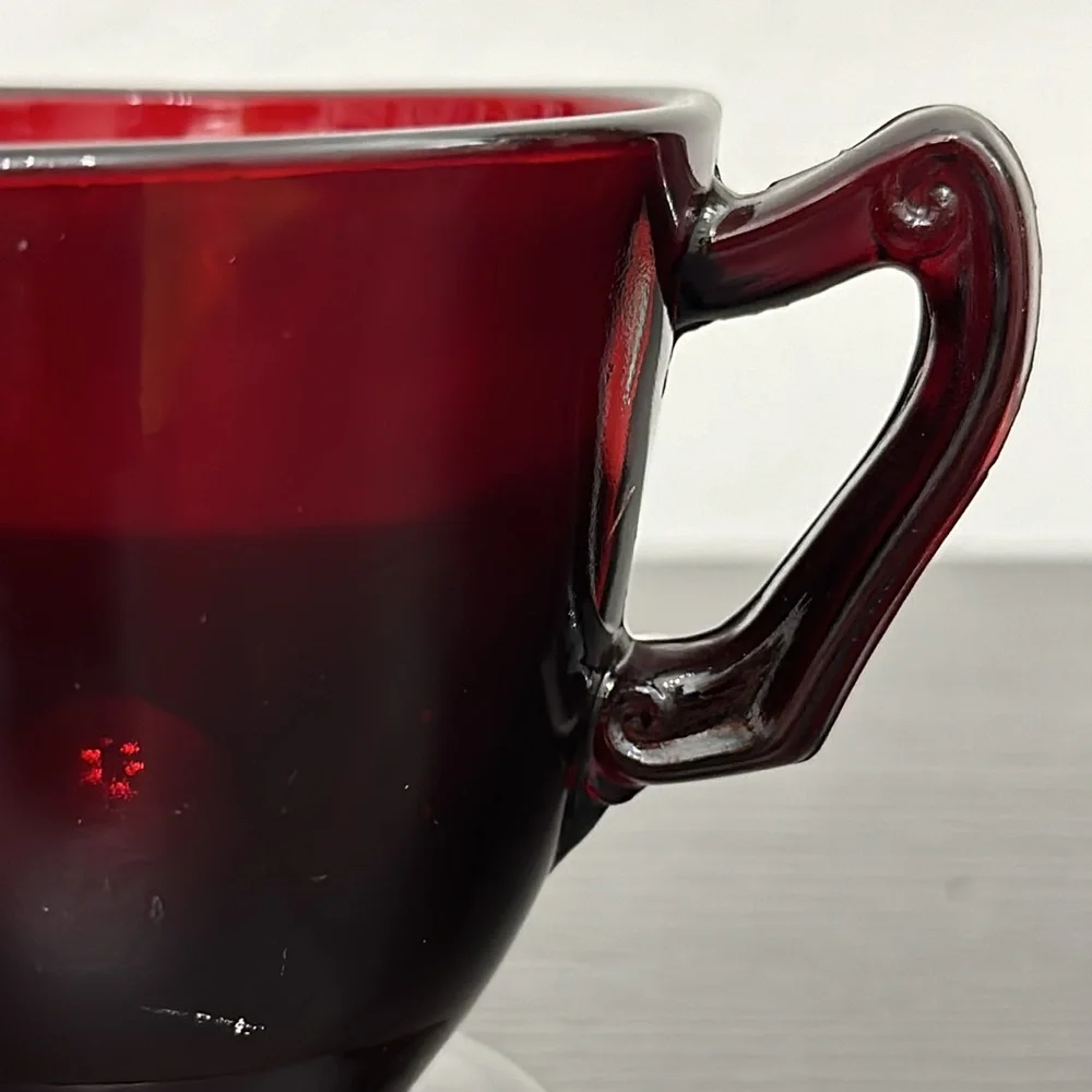 Anchor Hocking Royal Ruby Vintage Cream & Open Sugar Set